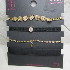 5/$15 - Set of Four Black and Gold Chokers